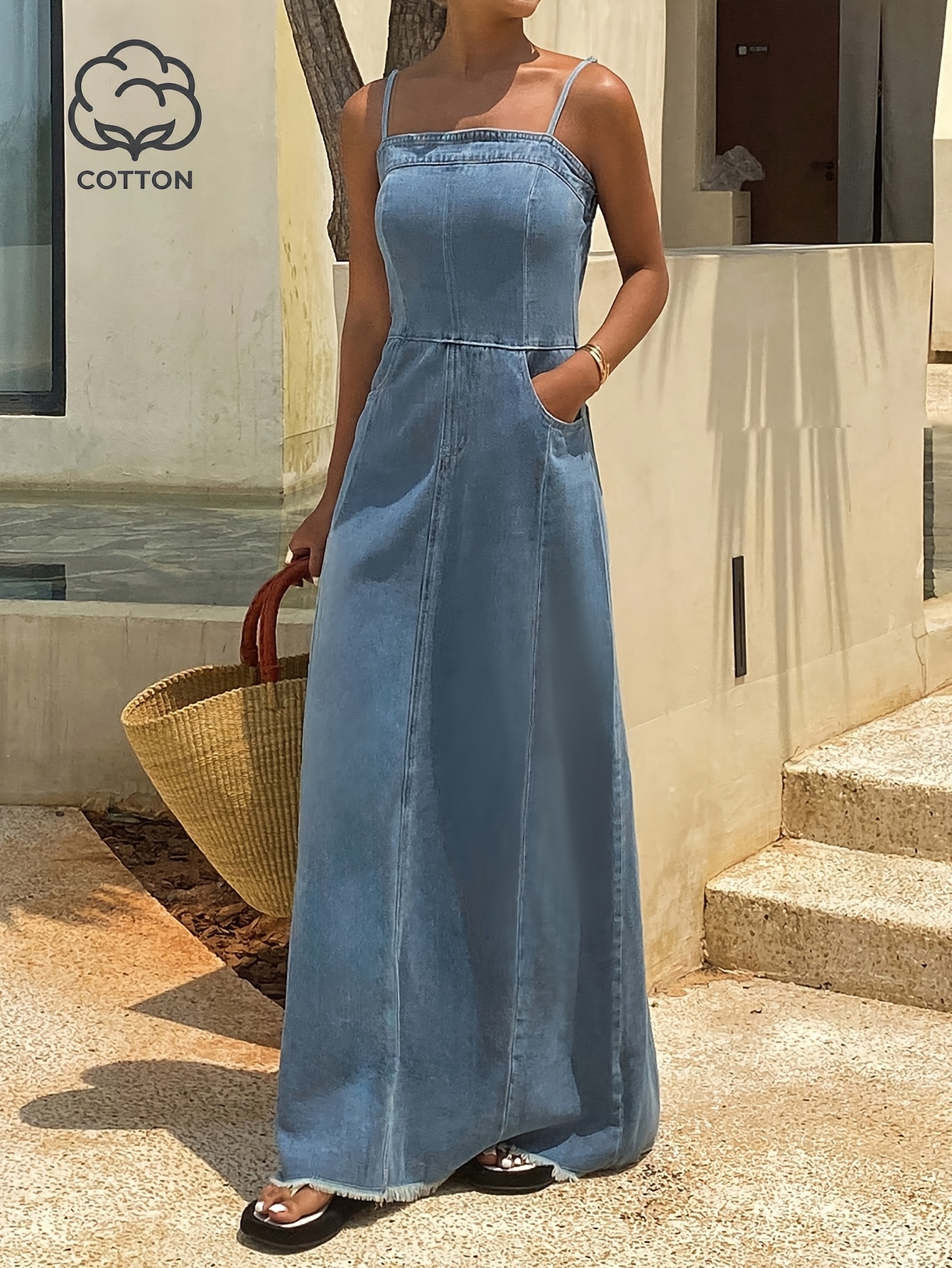 open lace back dress Rihoas Navy Blue Satin Maxi Dress Spaghetti Strap Slip Dress for Prom Evening, Wedding Guest, Navy / M