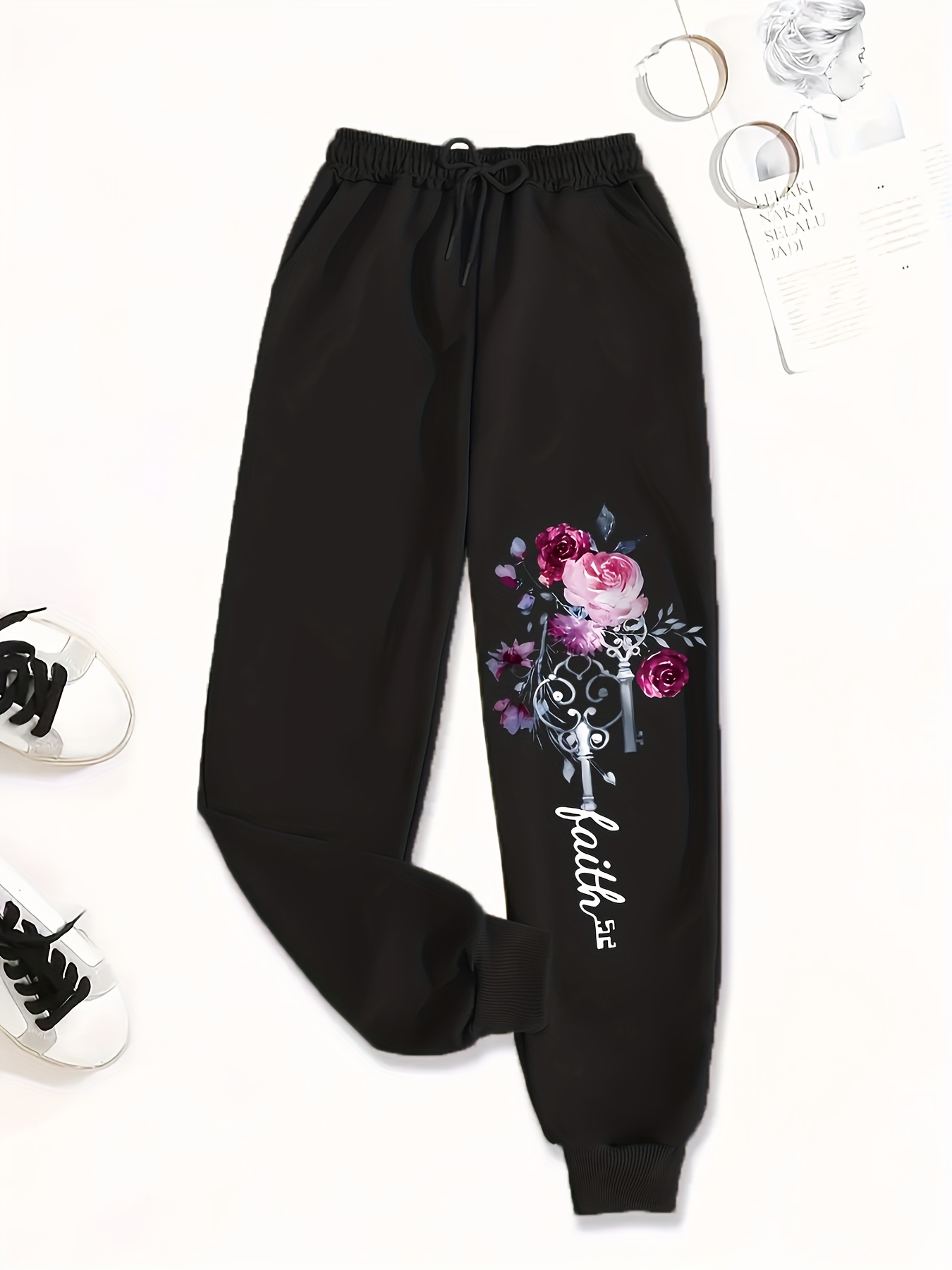 lightweight summer floral joggers for women fashionable high