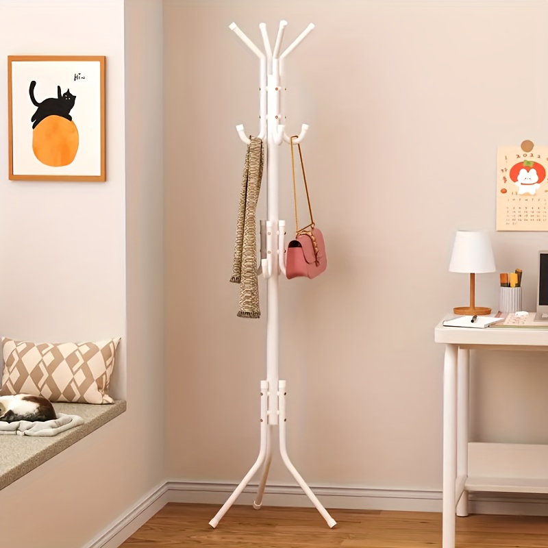 1pc Heavy-Duty Metal Coat Rack with 9-Tier Vertical Storage - Freestanding Space-Saving Clothing Organizer with Sturdy Iron Frame & Copper Finish, 27
