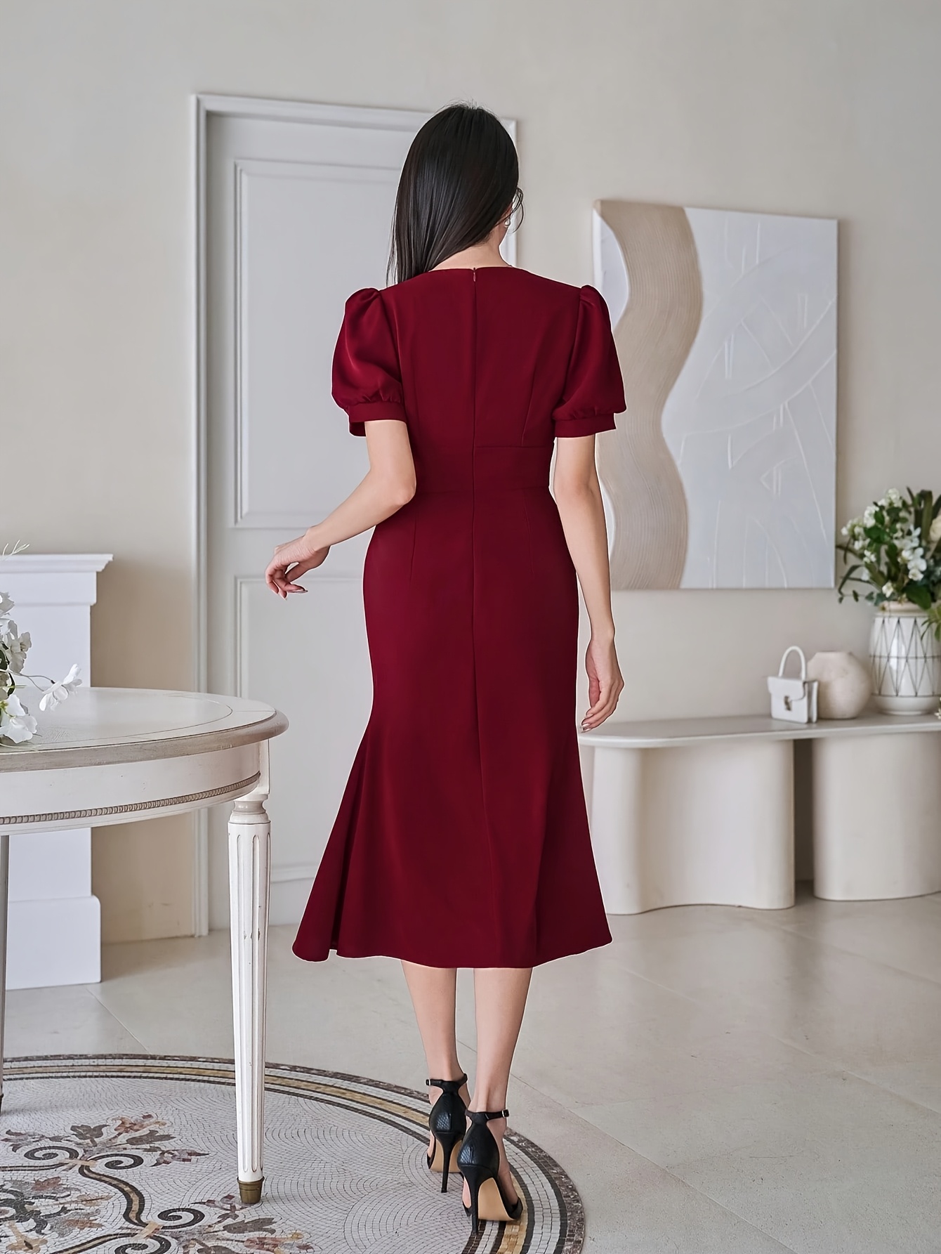 fitted lace wedding dress Wild Rose Midi Dress Red / S