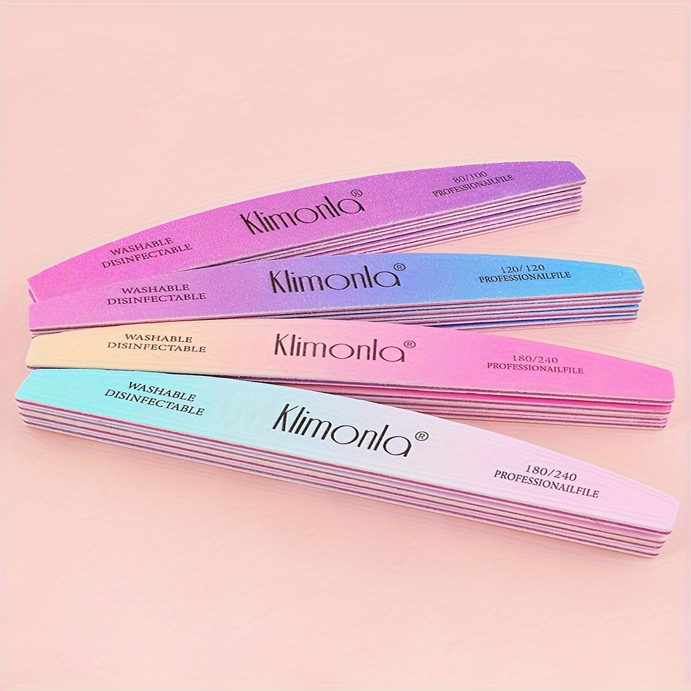 Nail File Set Of 4, Colorful Gradient Nail Files, Double-sided, Washable Nail Art Tools - 4pcs