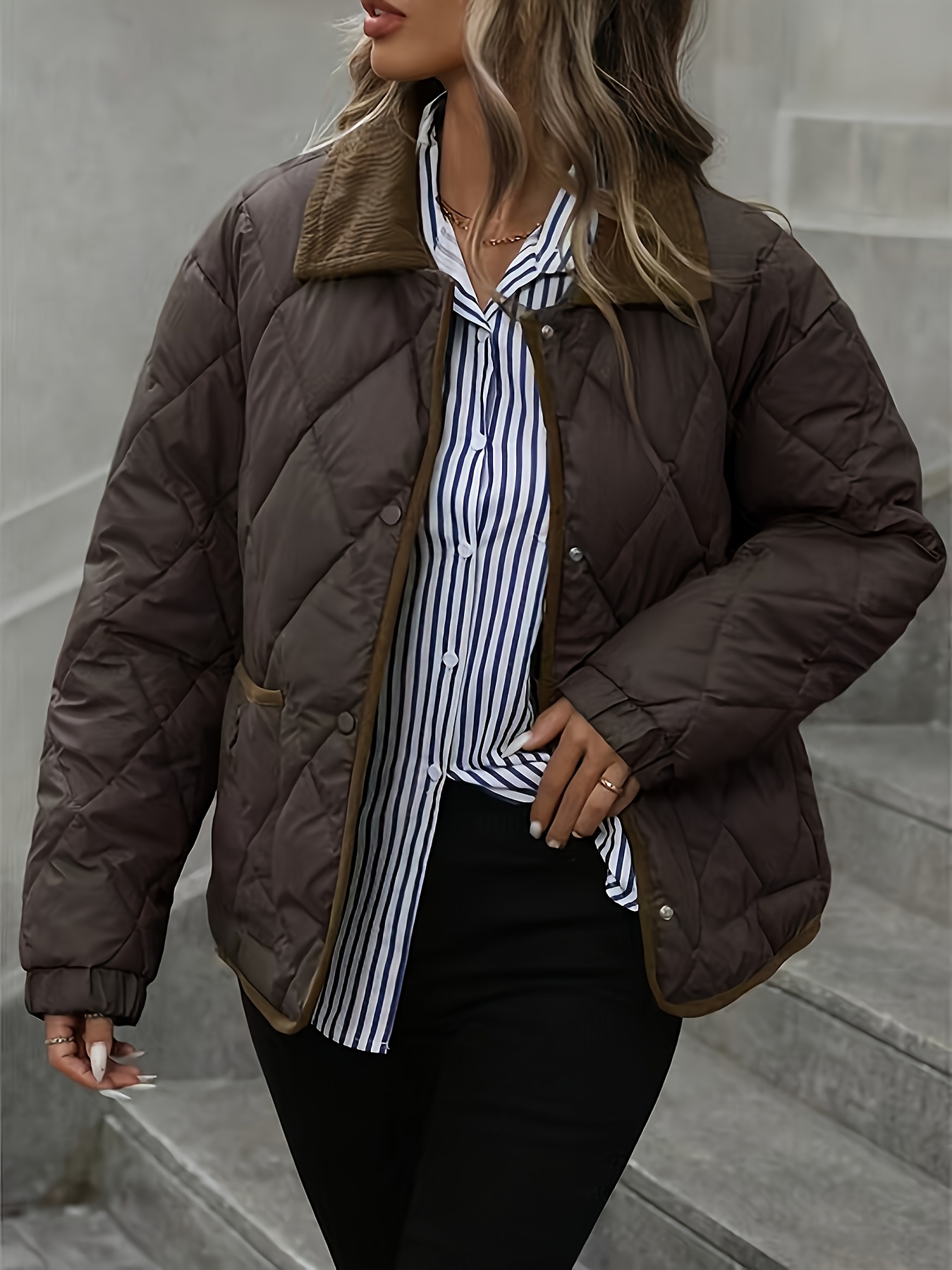 veste courte femmes petite manteau dhiver court poches col à - Temu France