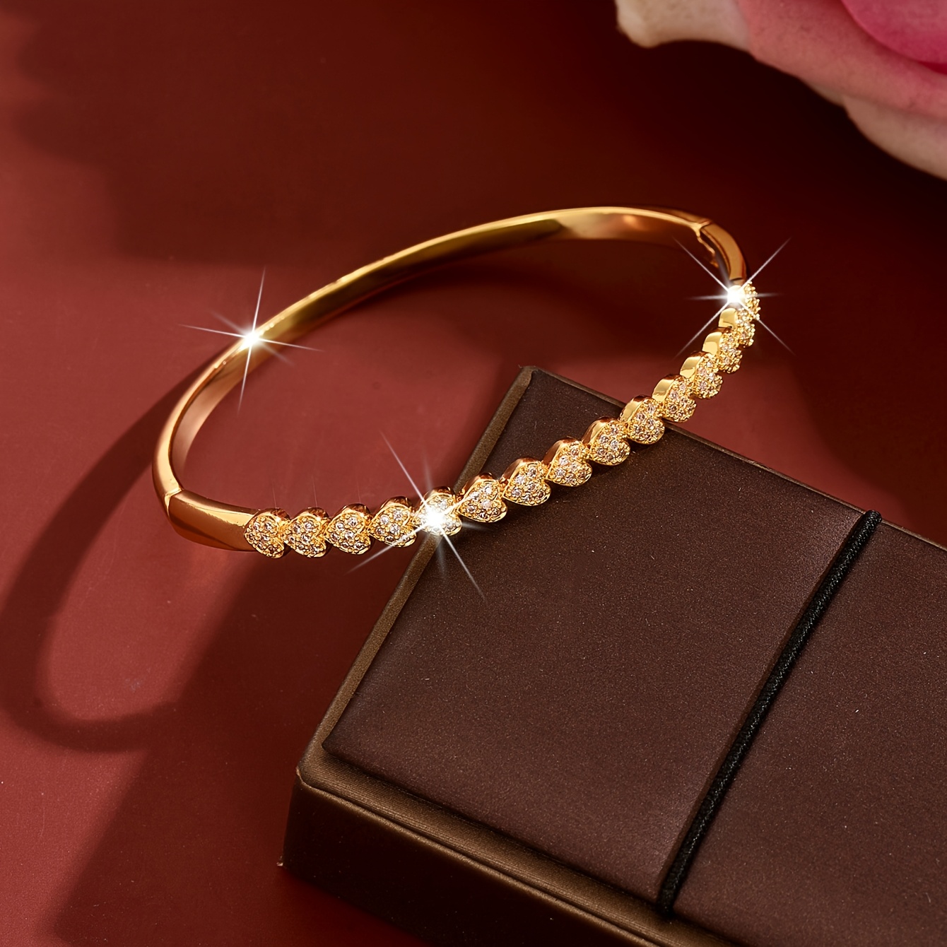 Women's Romantic French Heart Bracelet, Exquisite Pave Design