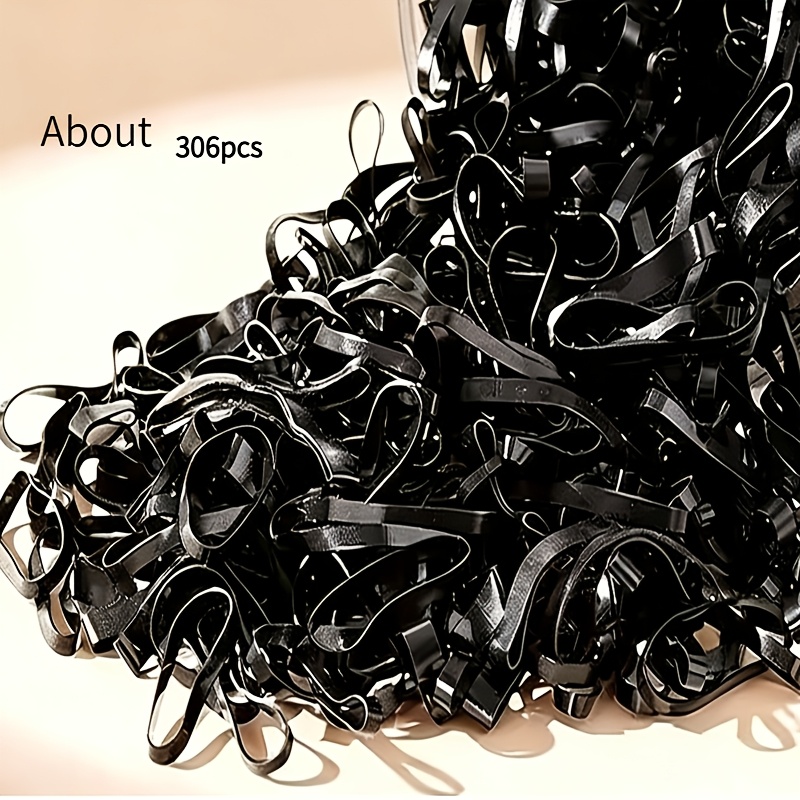 TEMU 306pcs Thick Disposable Black Headpiece Headband, Hair Tie, Storage Strap, Soft And Durable, Suitable For Daily Ponytail Weaving, Wedding And ,