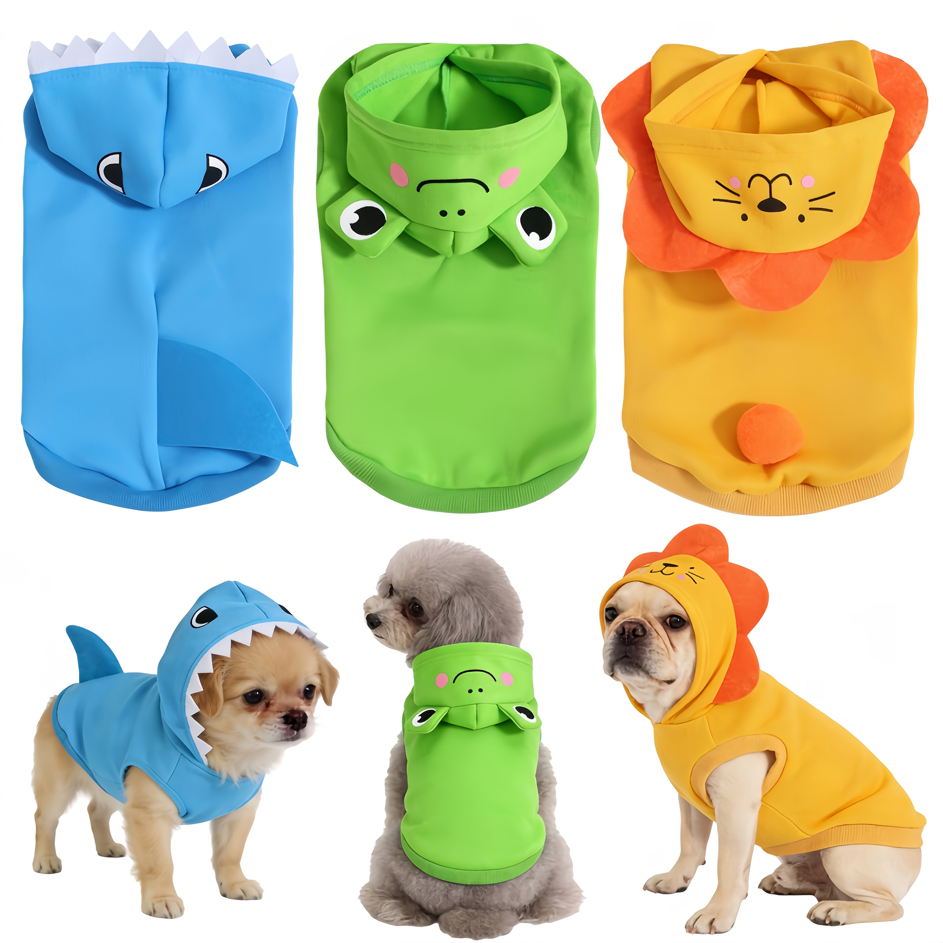 1pc cute cartoon 3d animal pet hoodie warm polyester knit fabric suitable for medium and small dogs newborn puppies for  