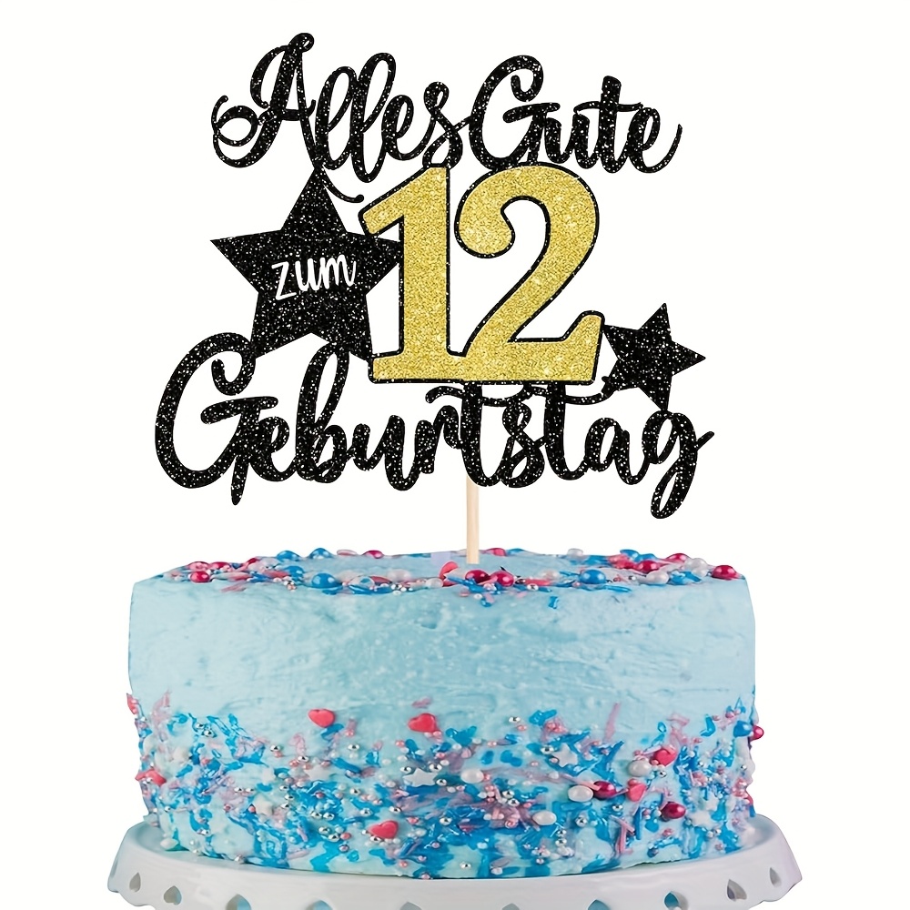 1pc 12th Birthday Cake Decoration Happy 12th Birthday Cake Topper 12th Birthday Cake Decoration Birthday Party Cake Decoration Supplies For Christmas,newyear,valentine,party Events