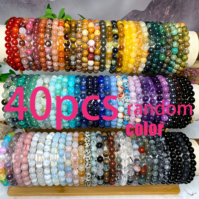 TEMU 40pcs Color Random Of Handcrafted Bohemian-style Beaded Bracelets ( Men And Women) - Beads With Colorful Beads, Suitable Casual Wear And Festive