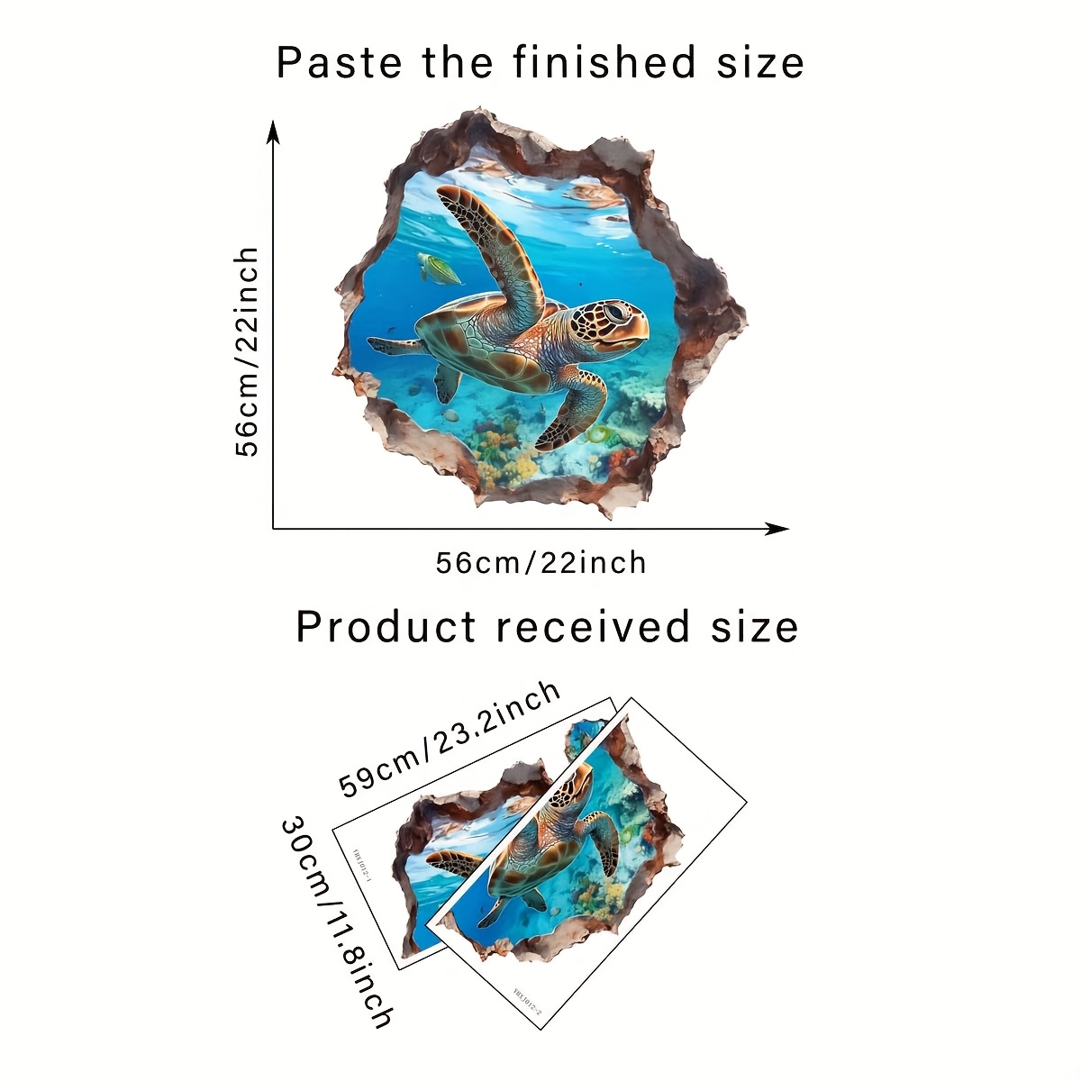 1pc 2d Flat Printed Broken Wall Turtle Wall Stickers, Creative Diy Self-adhesive Removable Double-sided Pvc Decals For Living Room Bedroom Dining Room Study Bathroom Door And Window Glass Decoration