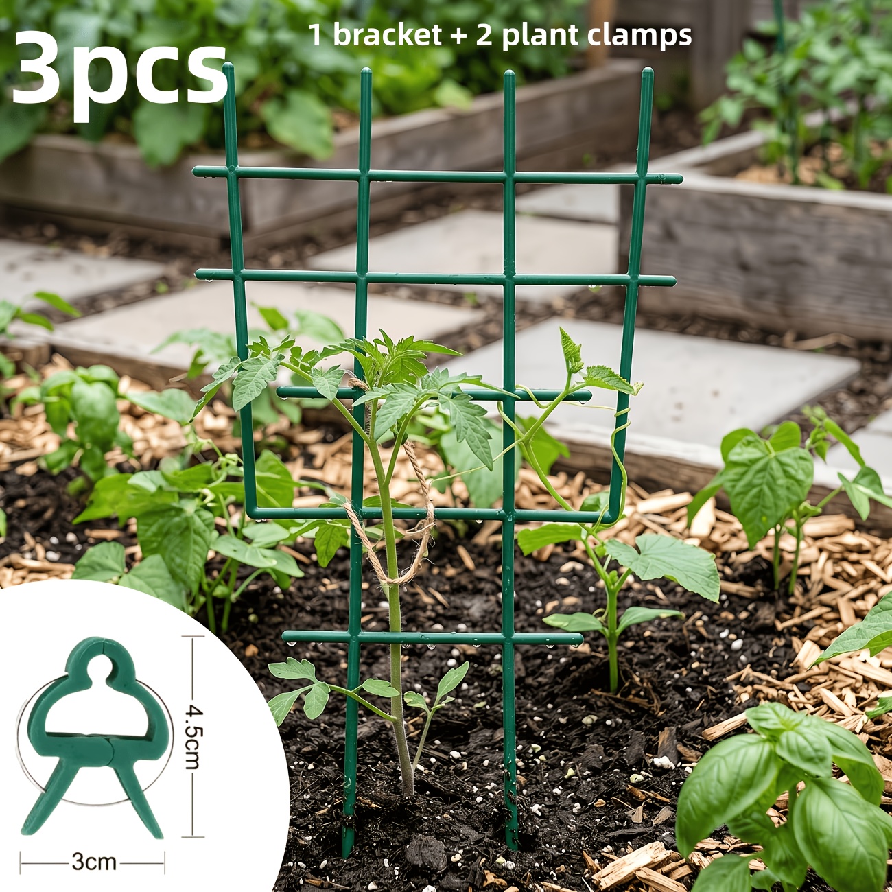 TEMU 3pcs Set. Plant Support Trellis, Durable And Reusable Plant Stake, Suitable For Climbing Vines And Flowers, Flexible And , Ideal For Indoor,
