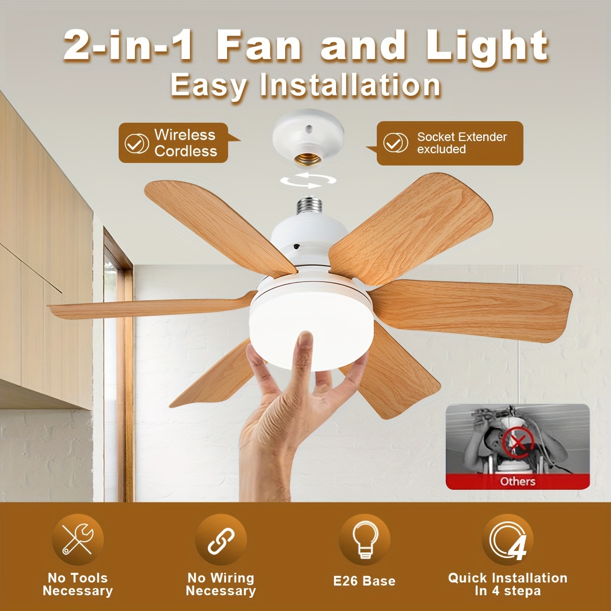 1pc socket fan light screw ceiling fans with lights and remote e26 e27 ceiling fan base small ceiling fan for light bulb dimmable socket fan ceiling fan with light for bathroom bedroom room details 1