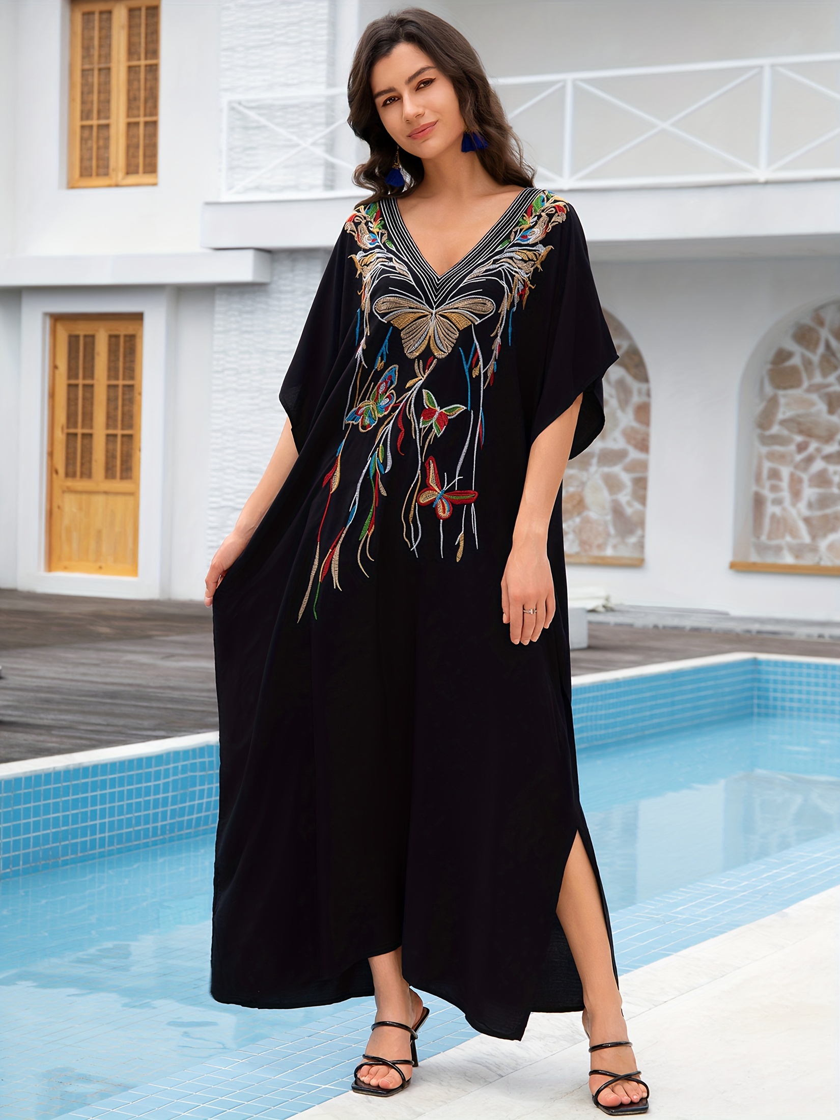 green emerald velvet dress Handmade Block Printed Caftan