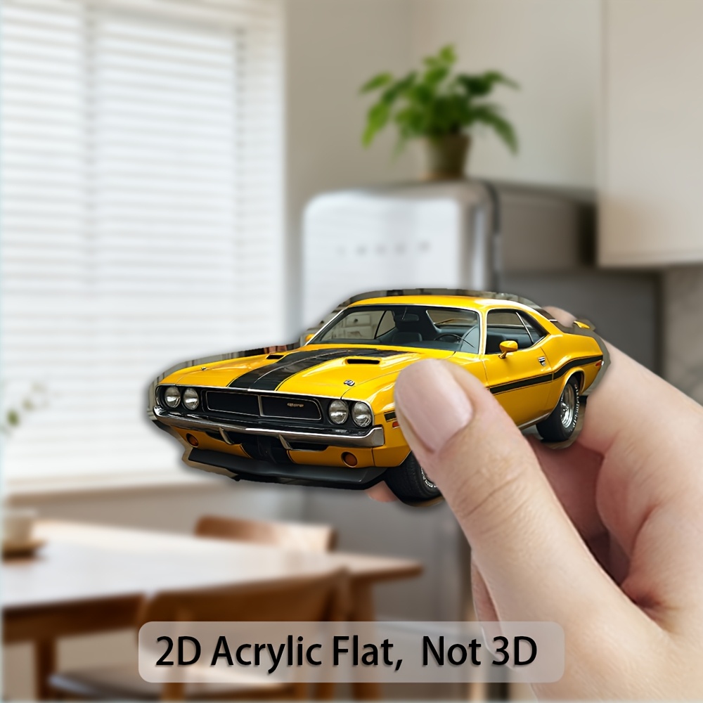 TEMU 1 Car Magnet, Designed For Car Enthusiasts, Featuring An Iconic Yellow And Black Striped Base. Perfect As Car-themed Decoration For