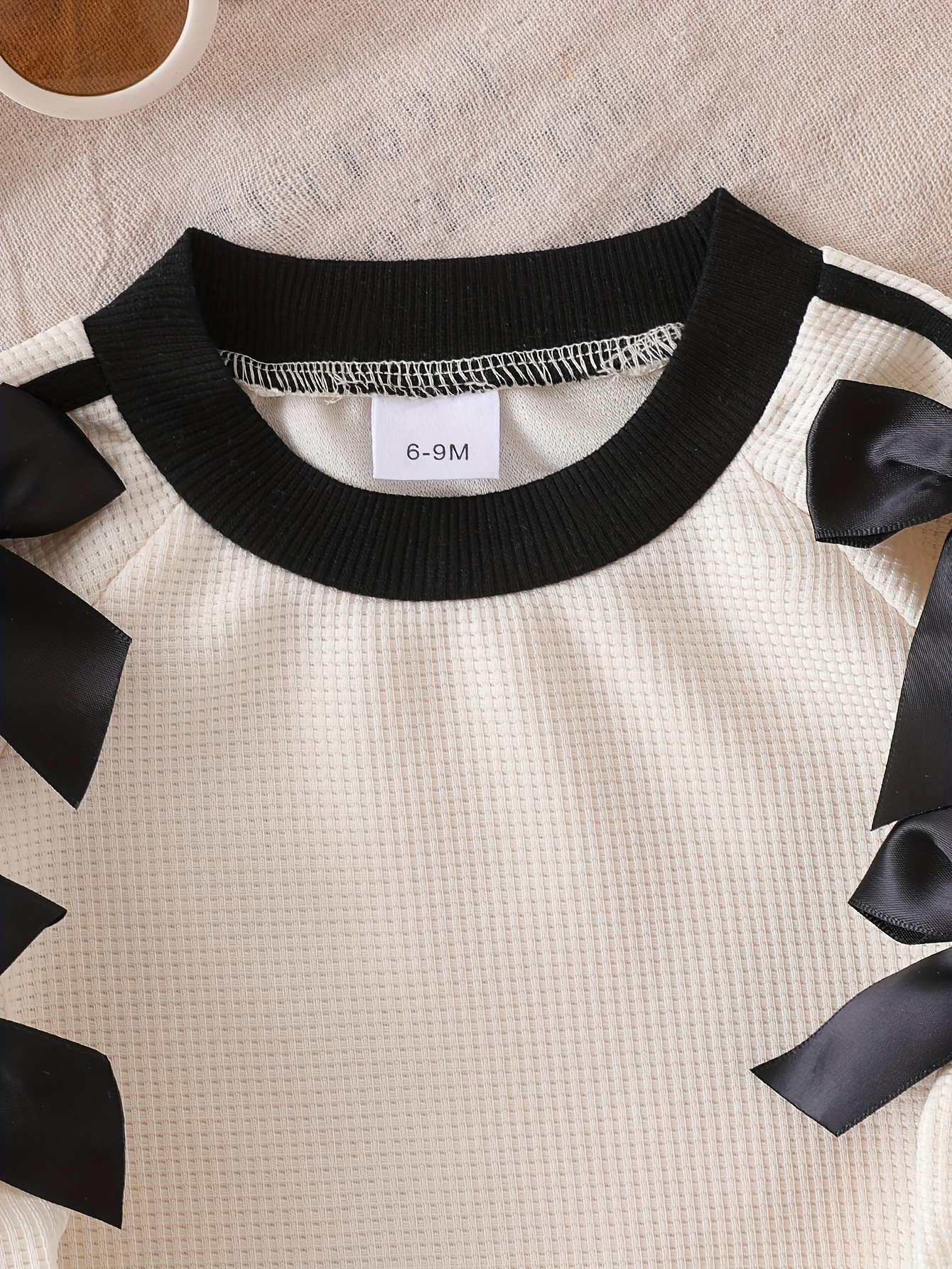 girls 2pcs long sleeve black flared pants set with bow decor for spring autumn   outdoor Product details 6