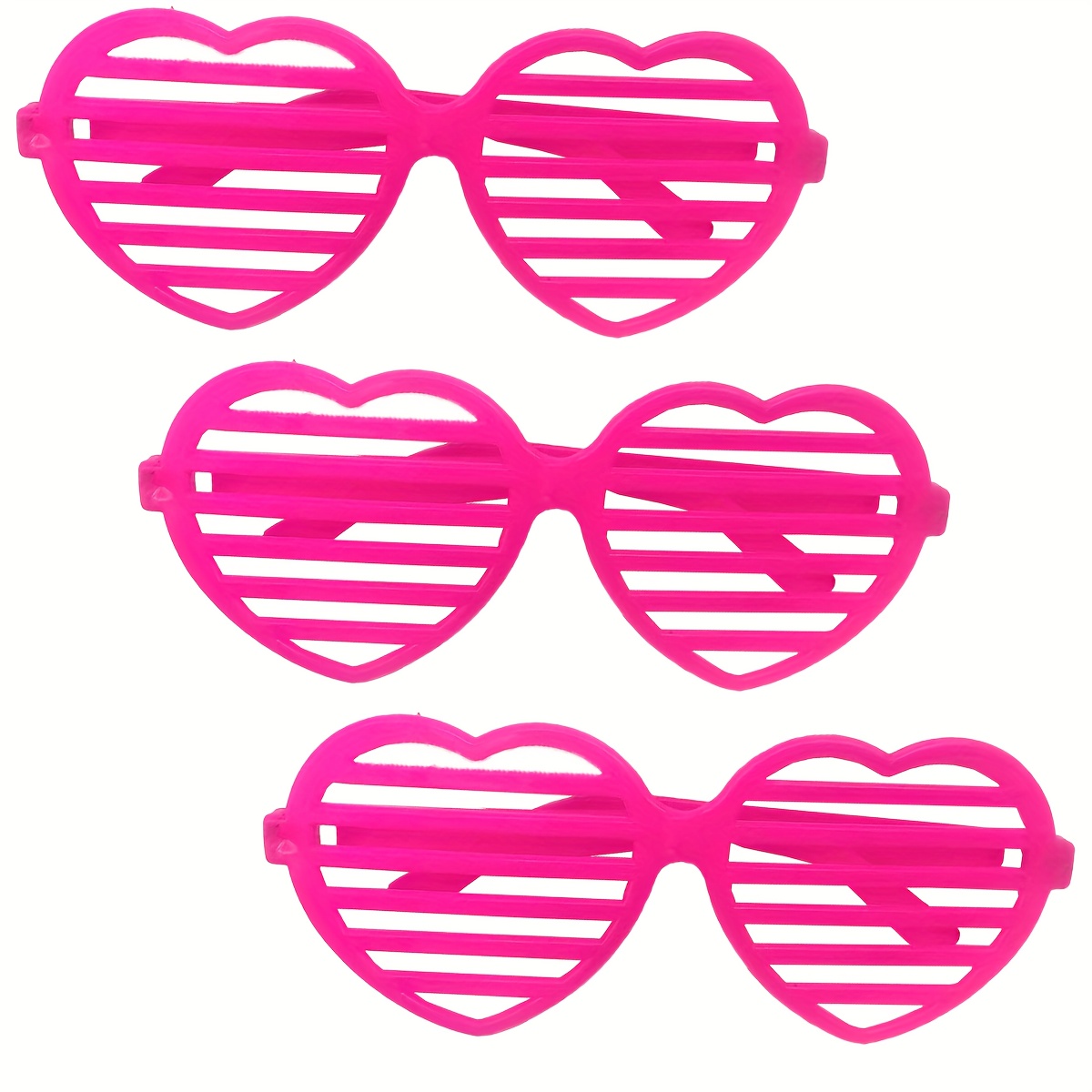 Image of 3pcs Multicolor Heart-shaped Blind-style Glasses Set For Birthday Parties, Beach Vacations, And Bestie Afternoon Tea Gatherings - A Fun And Vibrant Accessory Set To Add Sparkle And Decoration