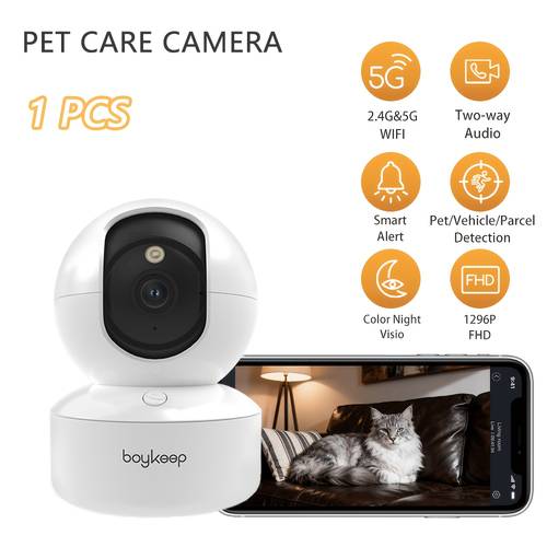1pc 5g 2 4ghz wifi smart camera high definition indoor special safety camera for pets 360 panoramic surveillance video two way calls cloud storage without battery