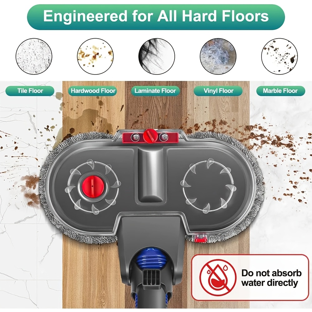Electric Mop Head Brush with Water Tank, Metal and Plastic, for V7 V8 V10 V11 V15 Cordless Stick Vacuum Cleaners, with Complete Vacuum System Not Included for V12 V15s Gen5