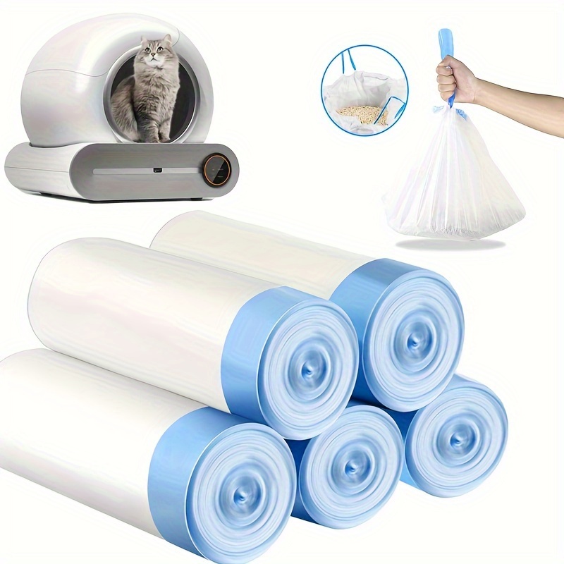 

Extra Polyethylene Pet Waste Bags With Drawstring - Disposable Trash Bags For Animal Waste, Multipurpose Use In Living Room, Bedroom, Toilet, Kitchen - White, 5 Rolls ( Count)