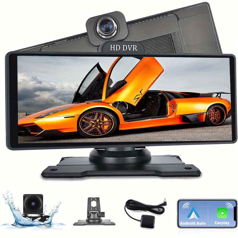 

Portable Wireless Car Play And Android Auto - 10.26 Inch Ips Car Display Screen With Front Camera/wifi/gps/adas/night Vision/split Screen + Ahd Rear View Camera