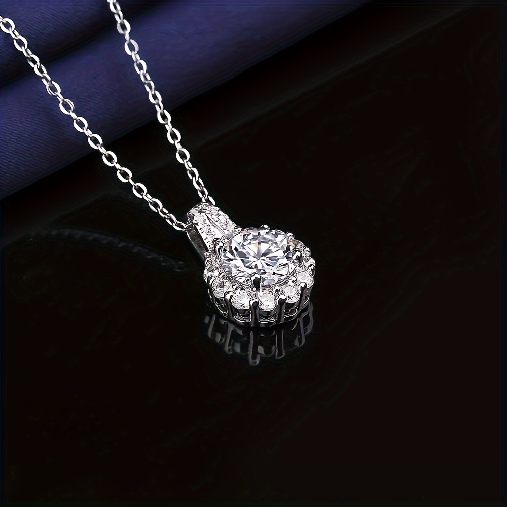 elegant vintage 2 carat moissanite pendant necklace with synthetic crystal   valentines day everyday   details 5