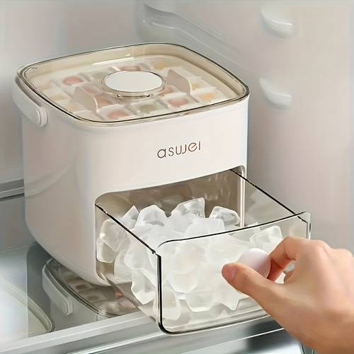 large capacity double layer 48 compartment ice tray with built in storage bin food grade plastic easy for home office outdoor use essential kitchen appliance countertop ice bucket ice trays for freezer home beverage cooling transparent lid feature material freezer organization bpafree plastic party hosts