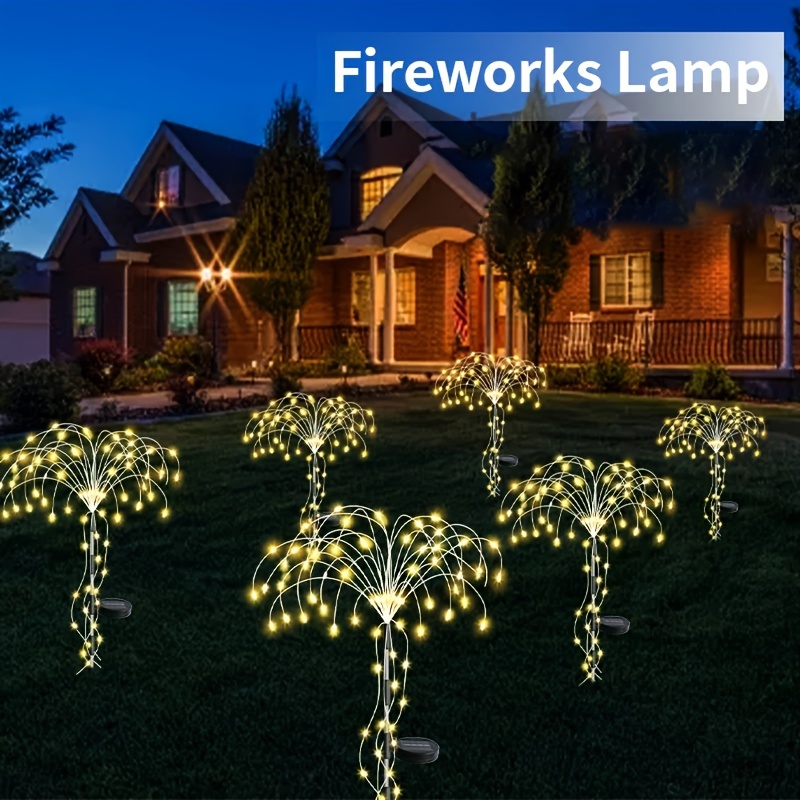 

1pc, Solar Fireworks Lawn Lights, 8 Mode Outdoor Fairy Lights, For Courtyard, Garden, Channel, Villa Holiday Decoration