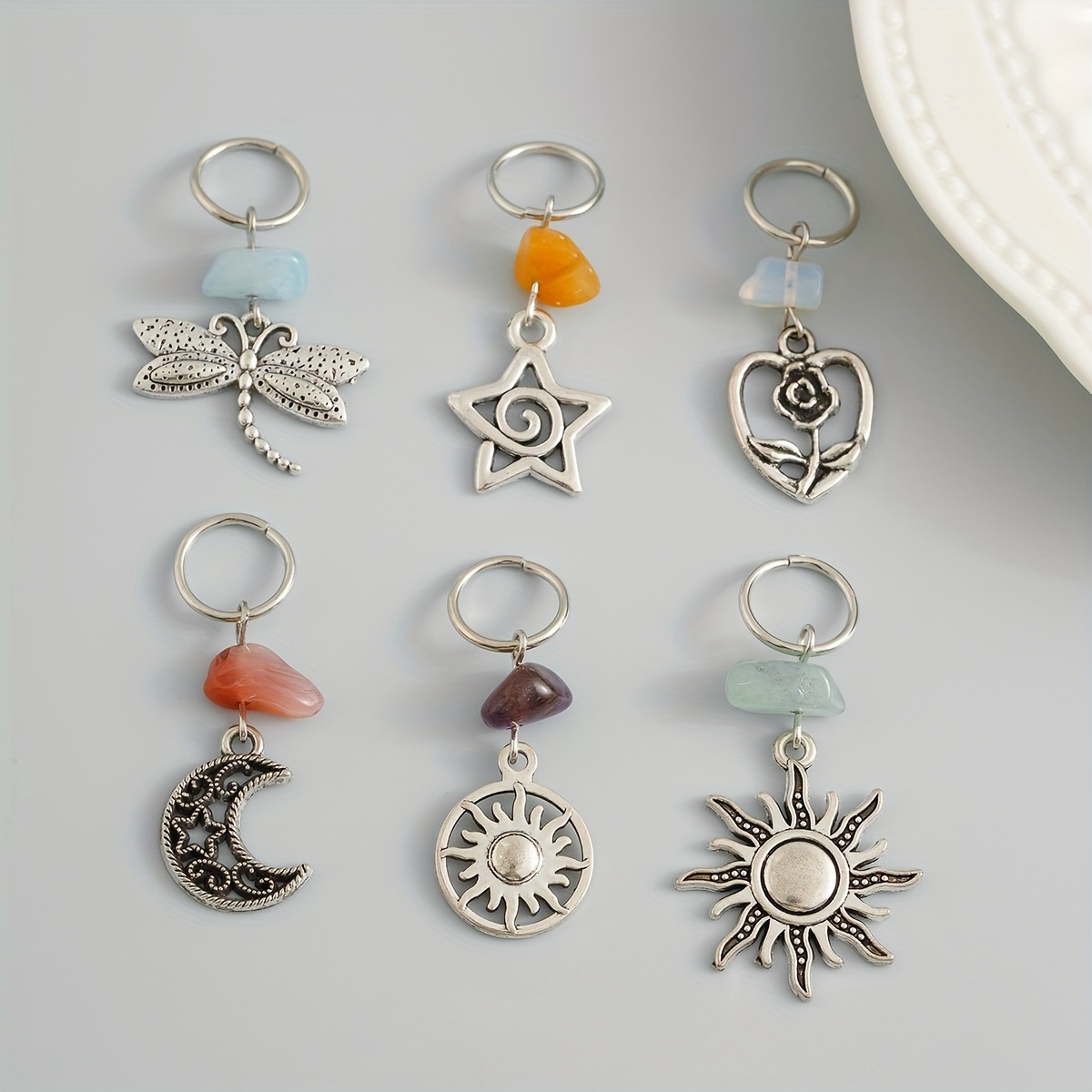 6pcs/set European And Summer Hip-hop Style Wig Dreadlock Braiding Ring Set