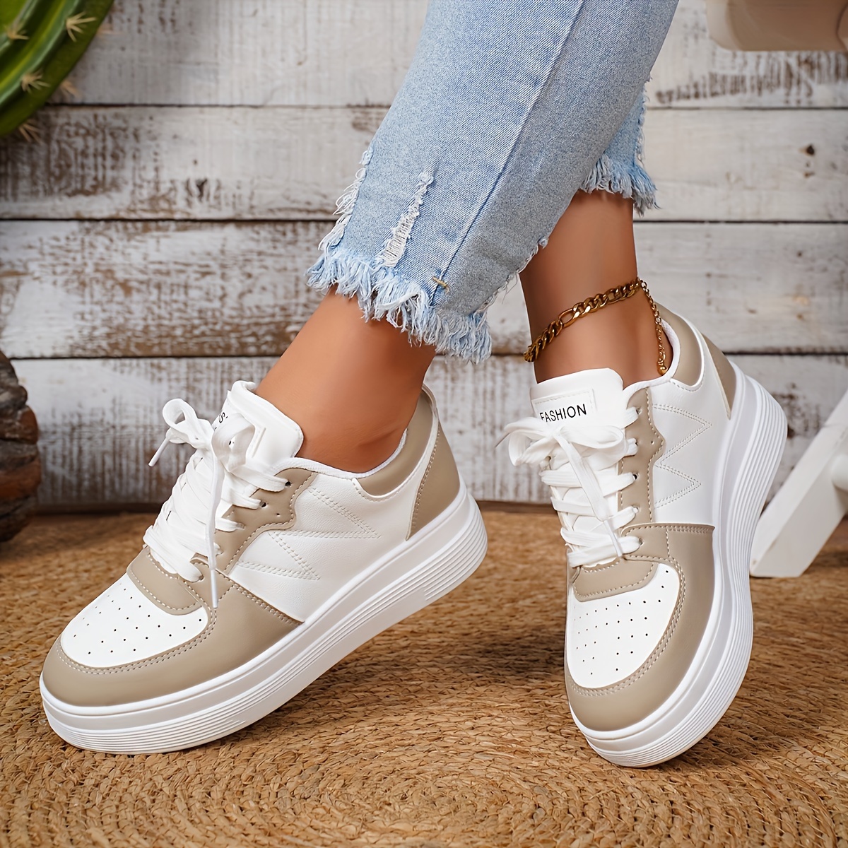 Con Tenis Altos Tenis Blancos Plataforma Mujer Zapatos Tenis - Main Image