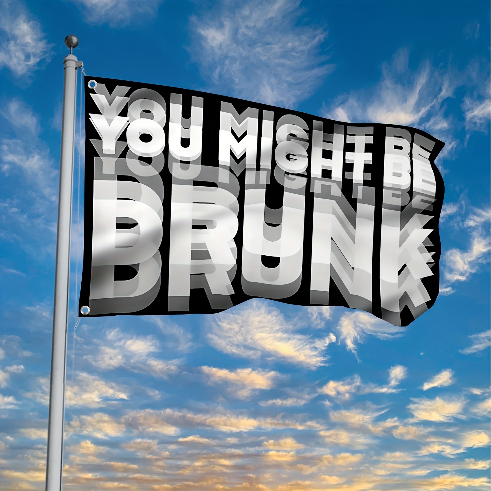 TEMU Humorous Drinking Banner "you Drunk", With 2pcs Metal Buckle Eyes Wall Decoration, Suitable For Outdoor And Indoor Decor, Perfect Patriotic Gift