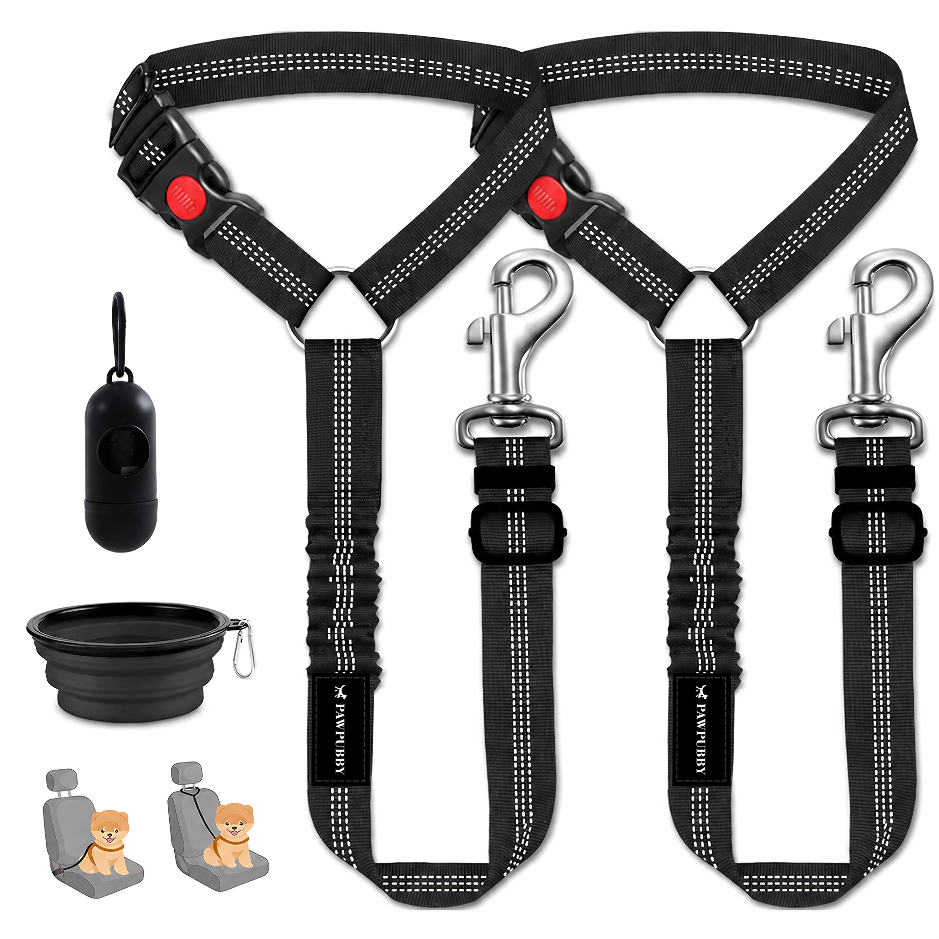 TEMU Removable Dog Seat Belt Harness For Car, 3 In 1 Pet Dog Car Seatbelt Leash, Retractable Restraint Secures To Vehicle Headrest & Adjustable