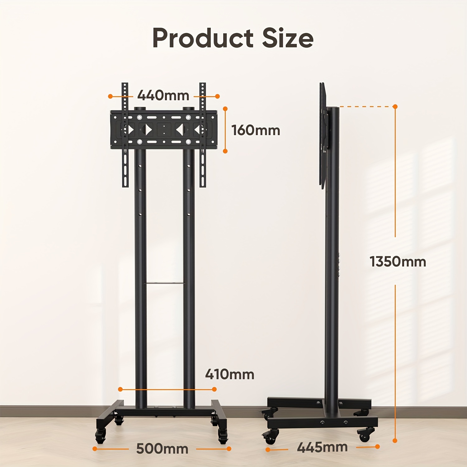 heavy duty mobile tv cart with 4 swivel wheels height adjustable portable tv stand for 23 to 60 led lcd tvs 88lb capacity sleek   for home theater living room tv cart for living room versatile furniture modern furniture sturdy construction durable furniture apartment  