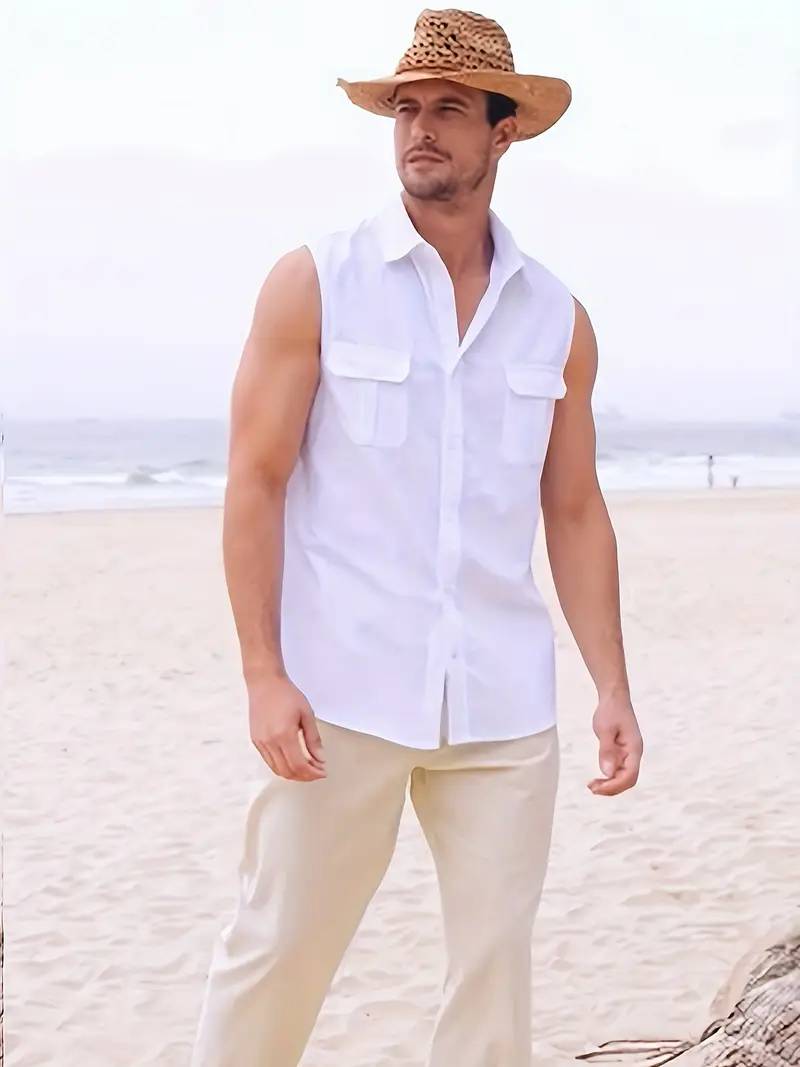 sleeveless dress shirt mens Men's Sleeveless Button Up Shirt | T for Texas by Rock Roll n Soul