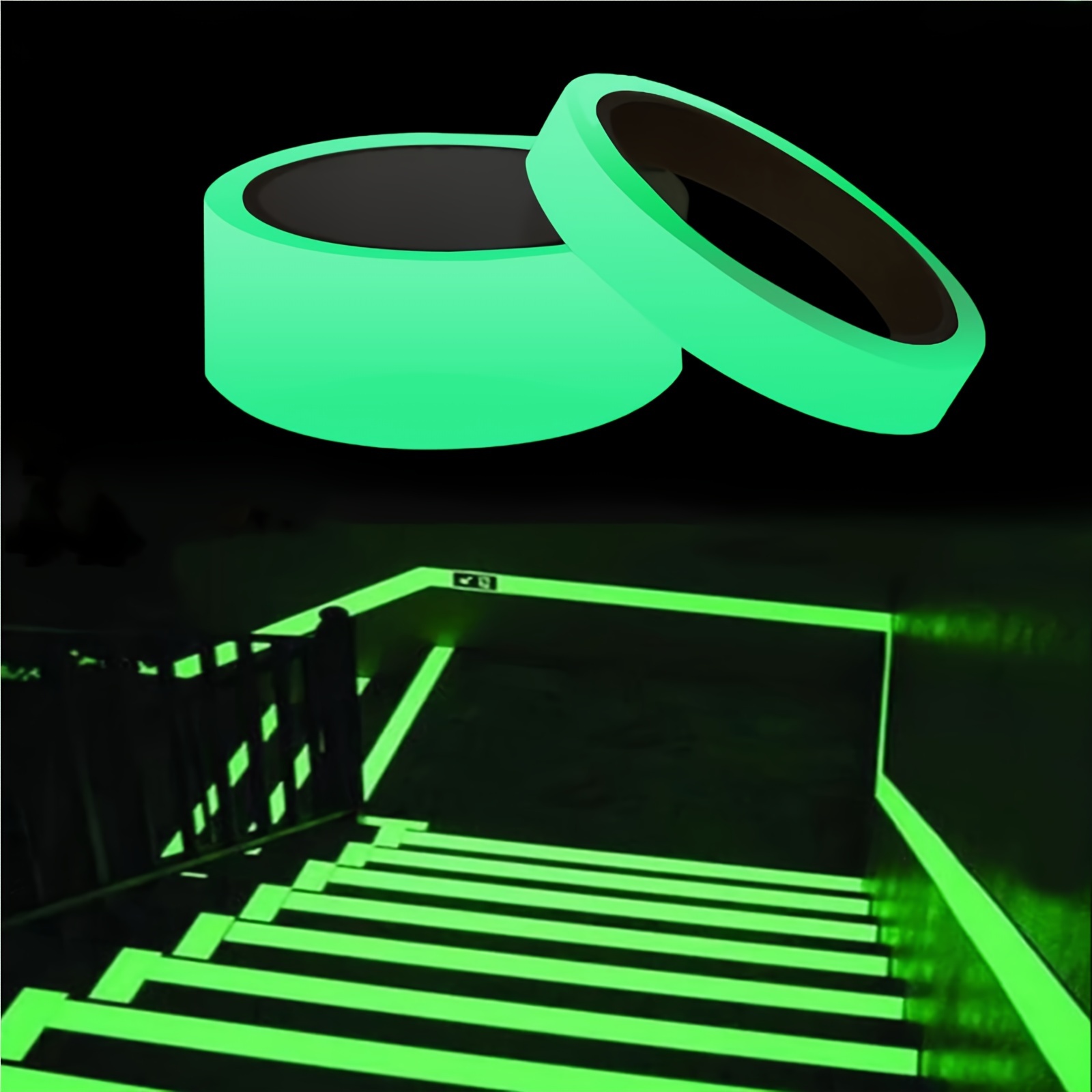 

1pc Luminous Warning Tape, Green Luminous Self-adhesive Tape, Luminous Adhesive Tapes Fluorescen (16.4 Ft, 1.96in)