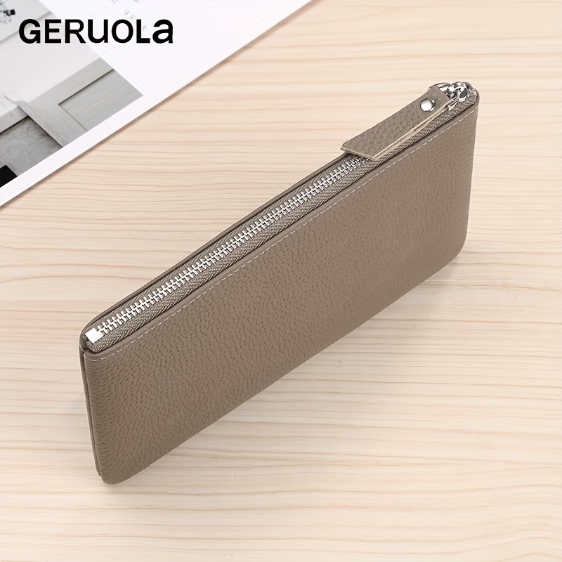 Genuine Top-Grain Leather Long Wallet with Zipper for Passport, Driver's License, Documents, Earphones, Cable, Cash, and Makeup - Halloween, Christmas, Thanksgiving Gift
