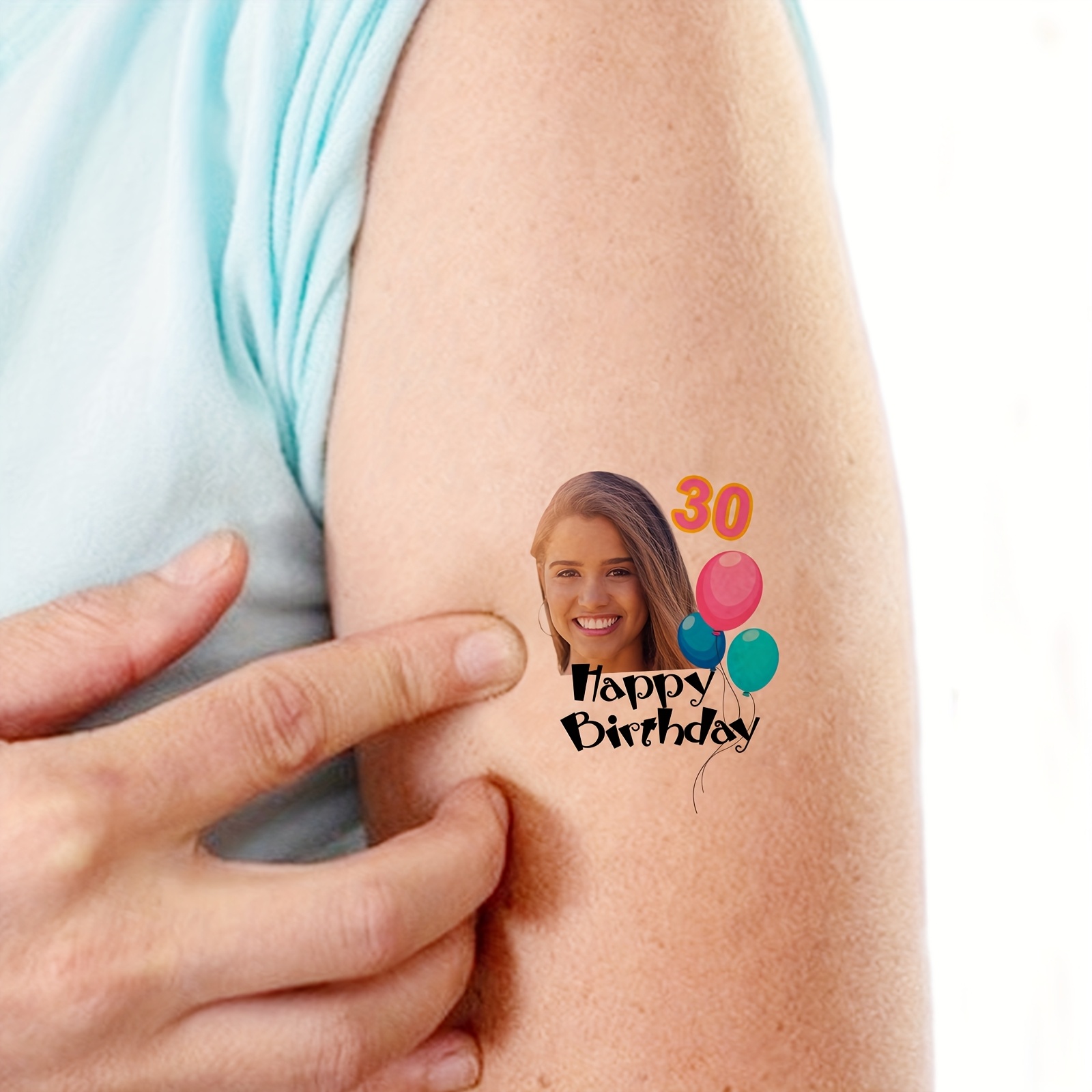 Image of 20 Custom Temporary Tattoos Featuring Age And Birthday Wishes, Personalized With Your Birthday To Showcase Your Unique Personality. Perfect For Parties, Gatherings