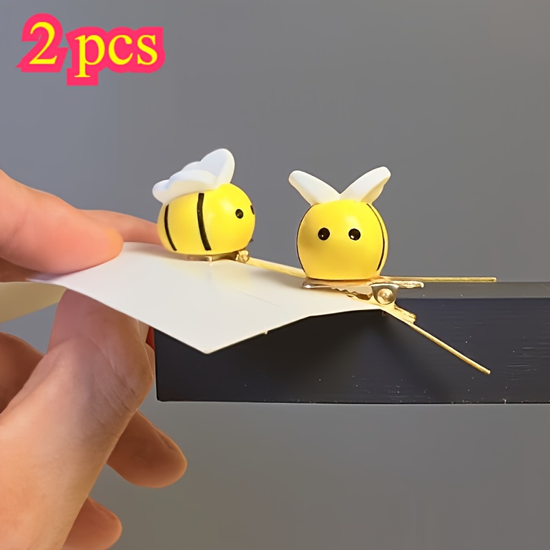 2pcs Cute Cartoon Bee Hair Clips, Resin Material Hair Accessories For Hairstyles And Occasions
