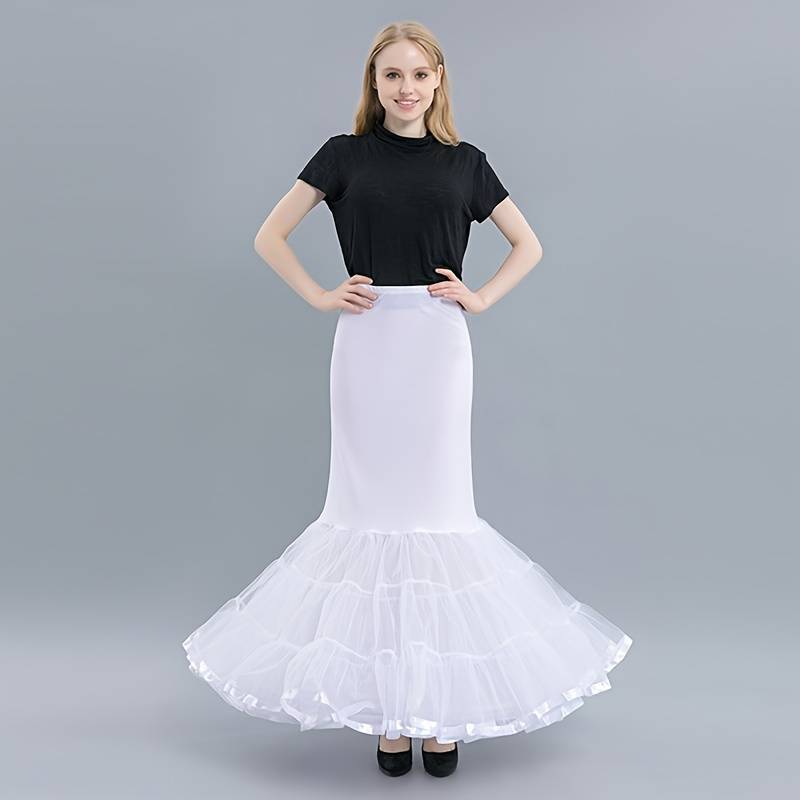 Dress Hoop BEAUTELICATE Women Petticoat For Mermaid Wedding Bridal Less Underskirt Fishtail Trumpet Half Slips Crinoline Tulle Ruffles Floor Length Black, S Under Skirt For Dress Puffy