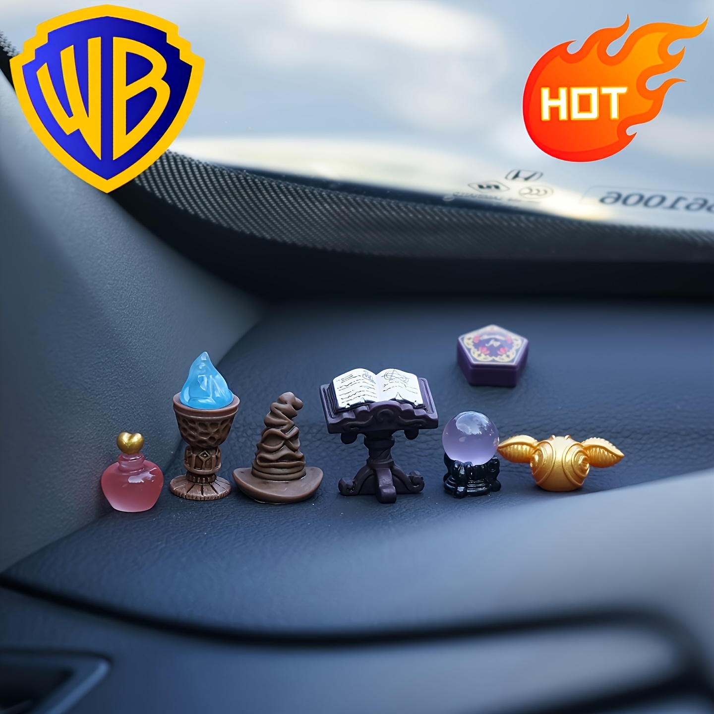 TEMU 7pcs - Wb Harry Potter Car Ornaments - Hogwarts Small Gifts - Decorations, , Sorting Hats, Crystal Balls, Golden Snitches, Birthday Gifts,
