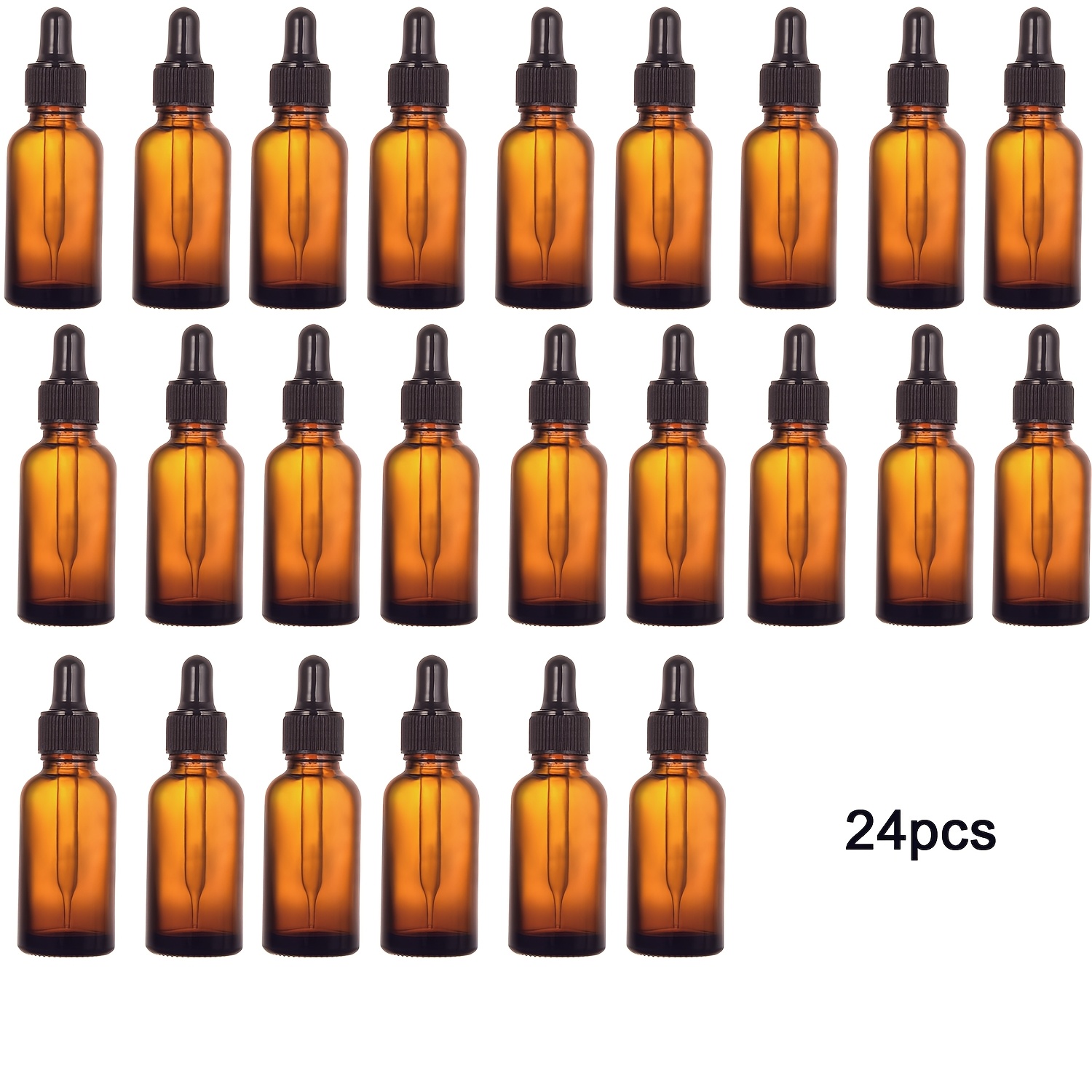 TEMU 24/12/4pack 1oz Amber Glass Dropper Bottles Glass 30ml For Essential Oils, Liquids, Glass Tincture Bottles, Leakproof Travel Bottles