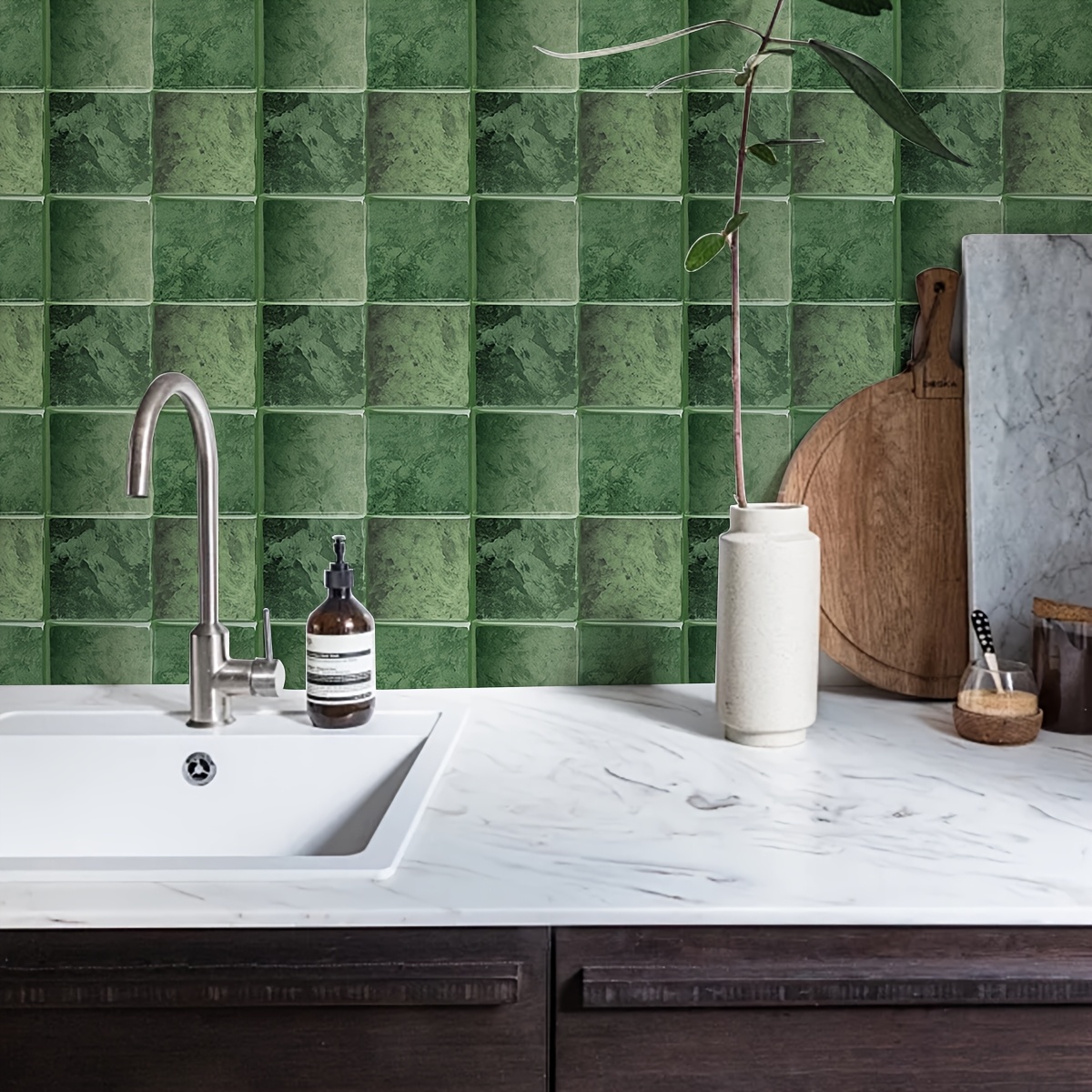 Piastrelle Adesive 3D VaryPaper - Effetto Mattone, 30.5x30.5cm, 10 Pezzi, Per Cucina/Bagno