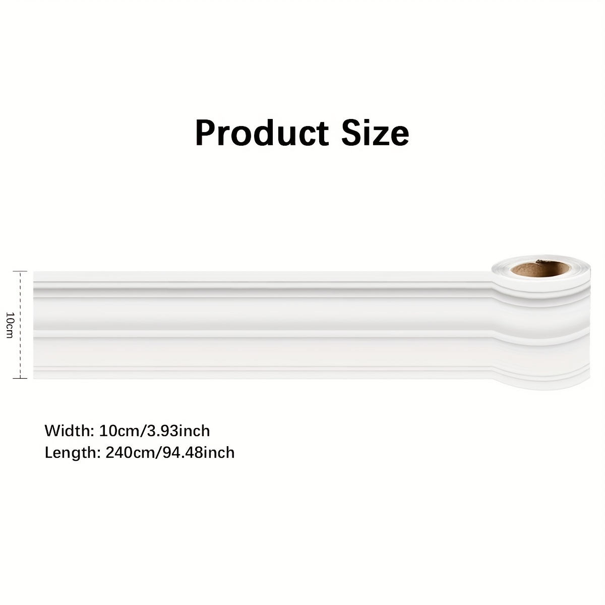Image of 1pc & Stick White Wood Grain Pvc Border Trim Sticker - Waterproof, Removable Waistline Upgrade For Mirrors, Kitchen Tiles, Cabinets & Home Decor, 3.9"x94.4