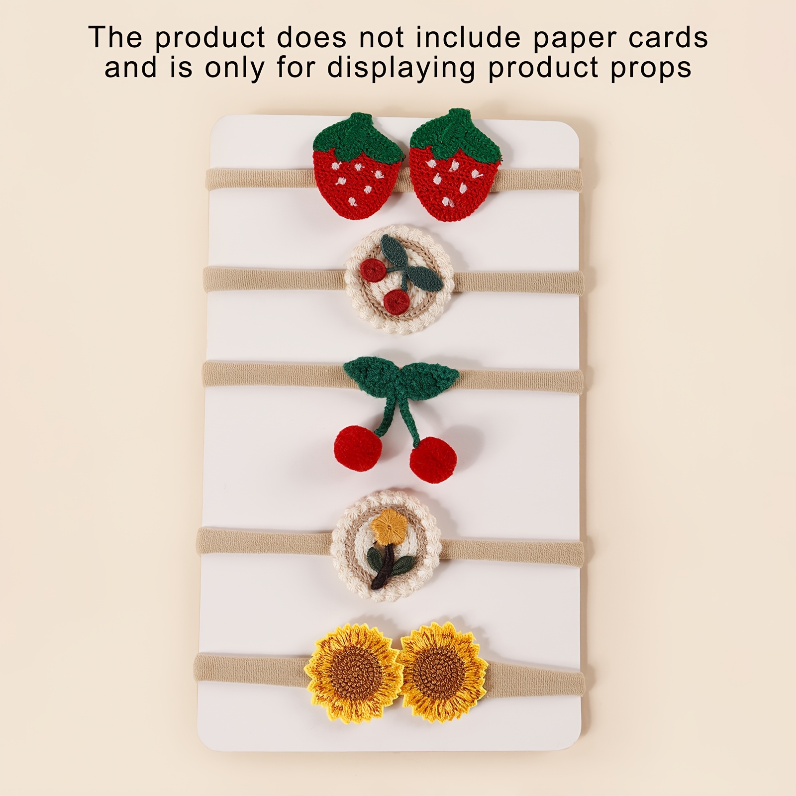 TEMU 5pcs Set Of Cute And Pretty Strawberry, Sunflower, And Cherry Decorated Nylon Stretch Elastic Hairbands For Girls, Suitable For Festivals,