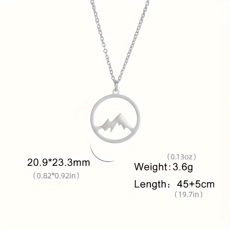 E-shop 1 Stück Runder Berganhänger Halskette, Outdoor-Enthusiast Klettergeschenk, Edelstahl Schmuck Geburtstagsgeschenk