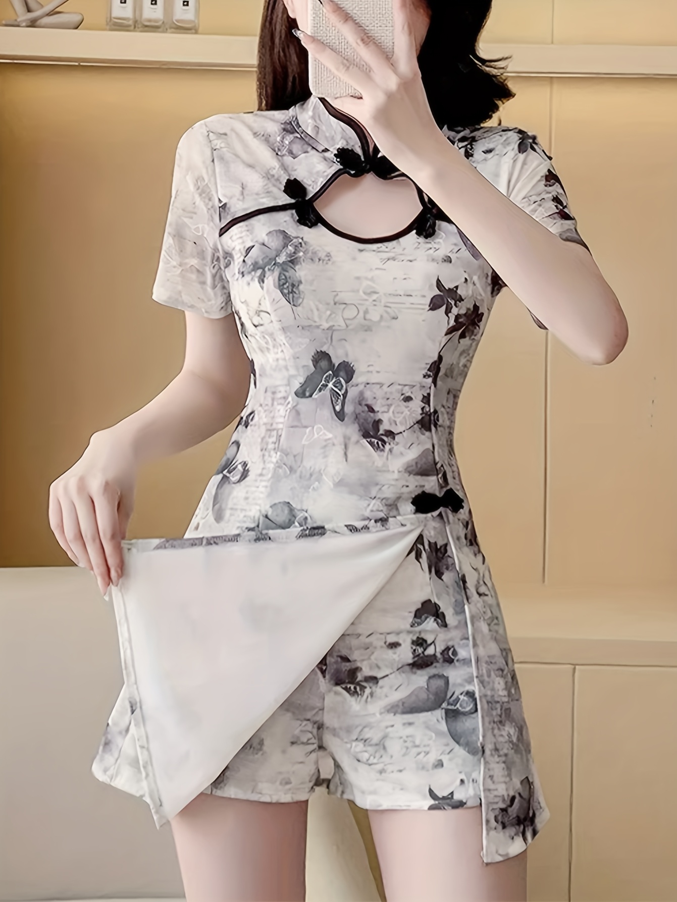 new chinese style print cheongsam suit elegant - Temu Saudi Arabia