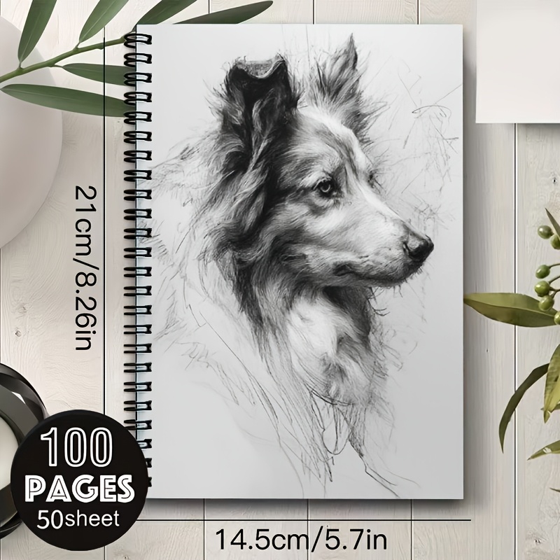  . 2d flaches hunde-skizzen a5 personal organizer notizbuch, 100 seiten 14,5 x 21 cm/5,7 x 8,26 zoll, tägliches journal für  ,   für weihnachts- geburtstagsgeschenke, ideal für home office schule schreiben