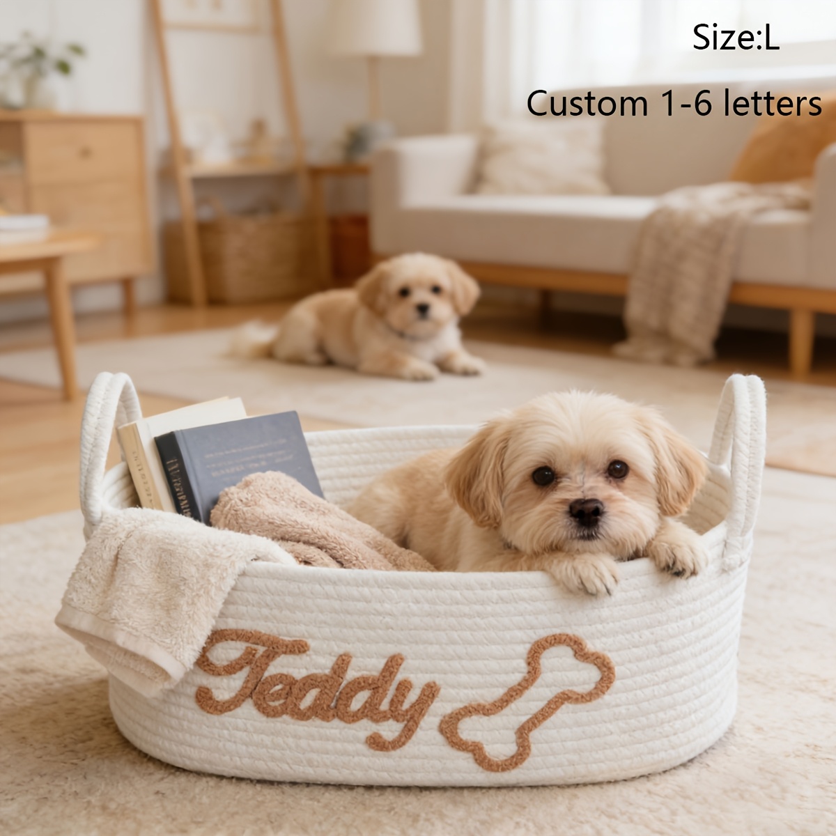 TEMU [customizable] 1pc Personalized Storage Basket With Handles --home Decor & Storage, Party Gift Basket -- The Gift, Shelf Baskets