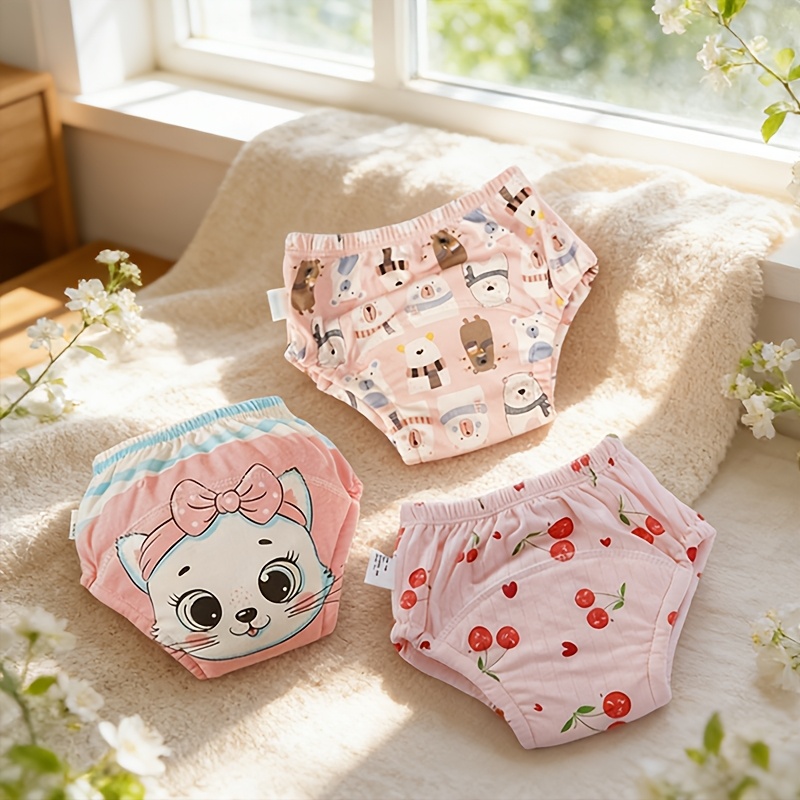 3pcs Baby Potty Training Underwear, Reusable And Washable, Multi-print Designs, -friendly Non-irritating Breathable Dry, Baby Potty Training Tool, Use