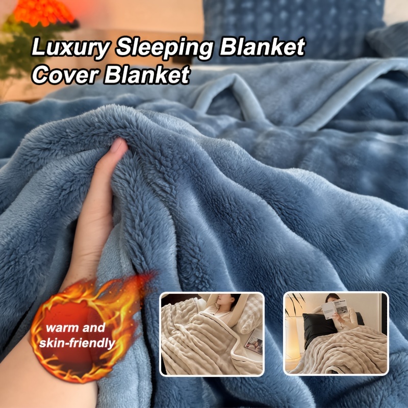 

1pc Large Size Super Soft Single Layer Blanket/quilt, Wave Shape Soft Rabbit Fur Flannel Blanket, Suitable For Sofa, Travel, Bedroom Use Napping Blanket, Suitable For Sofa Blanket, Holiday Gift