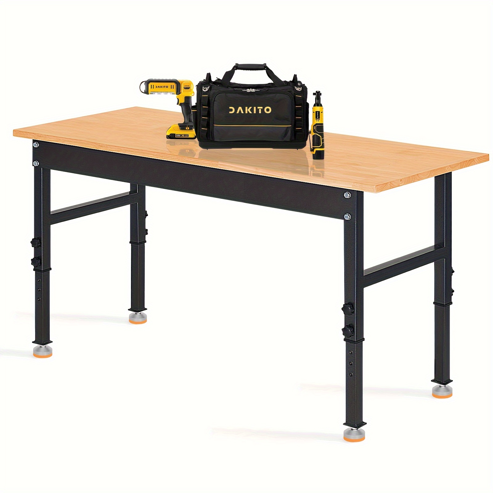 

48" Heavy-duty Workbench Adjustable Work Bench W/hardwood Top For Garage, Workshop, Office, Home, Workstation