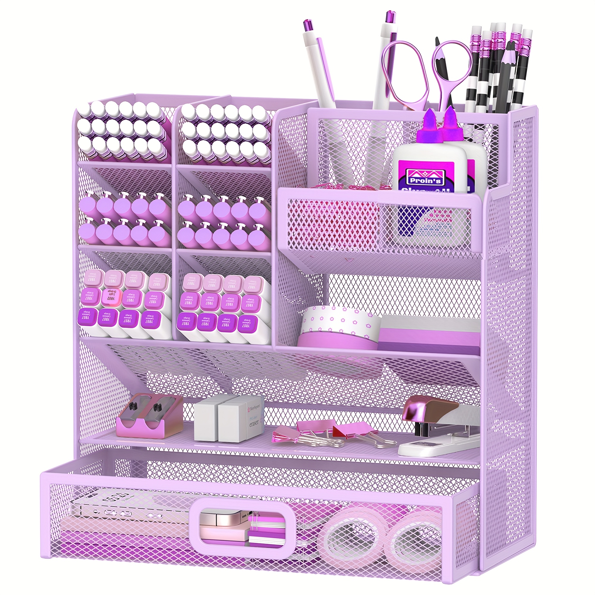 Multifunctional Pencil Organizer, Mesh Pen Holder For Desktop, Desktop Organizer With Drawer, Desktop Organizer And Additions For Office And Art Supplies, Desktop Shelf