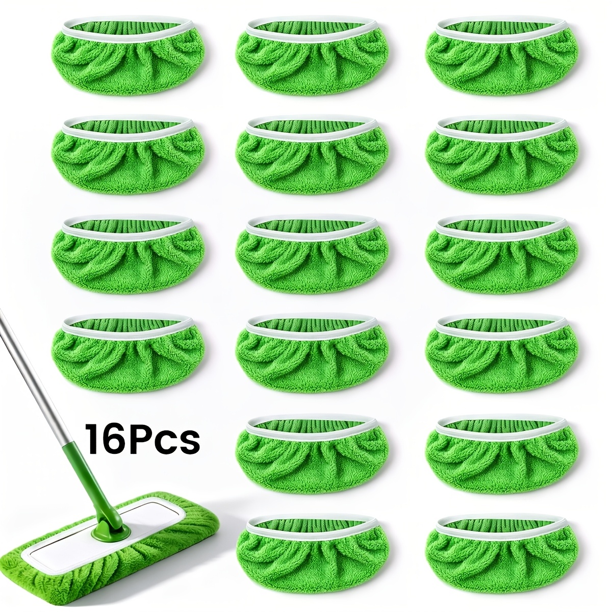 TEMU 16pcs Set Of Reusable Microfiber Mop Pads, Suitable For Sweeping Mops Dry Cloths And Wet Cloths, Perfect For Home Cleaning Washable Wet Mop Pads